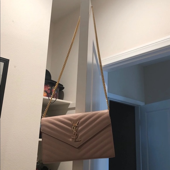 YSL wallet On Chain Pink Leather shoulder Bag - Picture 7 of 8